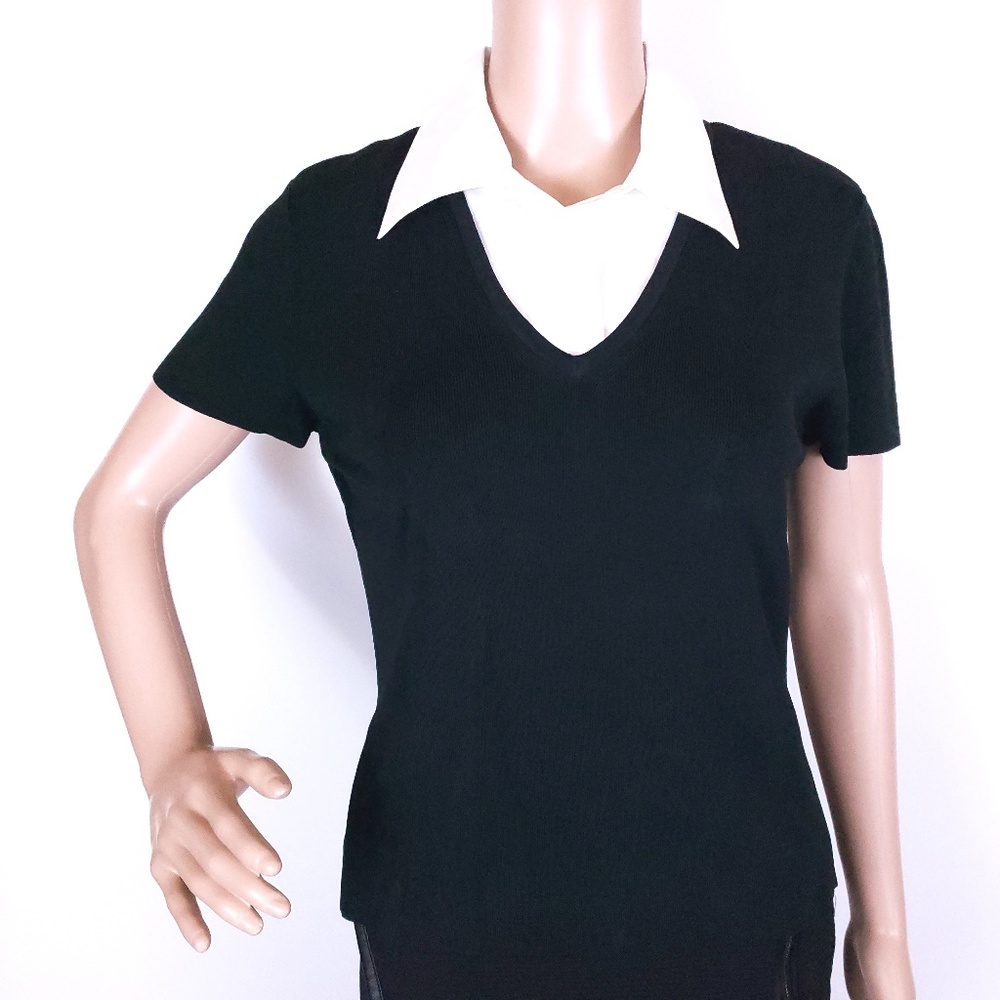 Talbots Women Knit Top with Detachable Collar Size PM - NWT